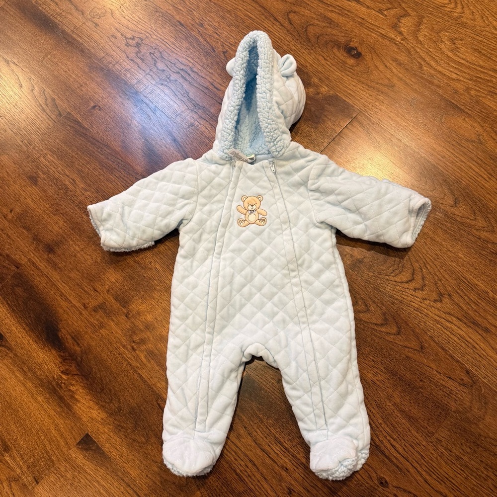 Little Me Light Blue Quilted Footie